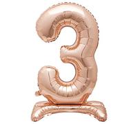 3 - Shaped Rose Gold Foil Balloon (76cm) - Stunning Free-Standing Party Decor - Perfect for Memorable Milestone Events - 1 Pc