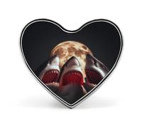 3 Sharks And Moon Print Heart Badge Metal Decorative Brooches 1 Inch Funny Lapel Pin Gift Or Backpack Clothing