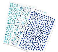 3 Sheet/975 Pcs Blue Face Gems, Stick on Face Jewels Self-Adhesive Blue Rhinestone Stickers for Face Body Nail Eye Makeup Halloween Festival Holiday Party Dress Up