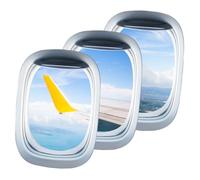 3 Sheets Aircraft Window Wall Stickers with Removable Self Adhesive PVC | Landscape Patterned Set, Dining Room and TV Background Use, Easy to Apply, Pilot Gift