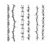 3 Sheets Barb Wire Temporary Tattoos, Prison Inmate Prisoner Barbwire Sticker, Waterproof Temporary Tattoo Fake Tattoos Body Art Sticker Cover Up for Women Men Kids Adults