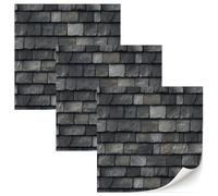 3 Sheets Black Rectangular Self-Adhesive Roof Tile Wallpaper 1:12 Dollhouse Shingles Contact Paper Peel-&-Stick Miniature Roofing Sheet DIY Craft Decal for Model Building Furniture Refresh (Grey)