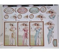 3 Sheets Debbi Moore Art Deco Decoupage Die Cuts (Wish Happy Birthday AD34)