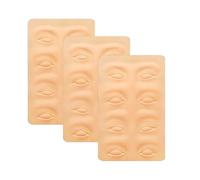 3 Sheets Eyebrow Tattoo Skin 3D Silicone Microblading Eyeline Training Makeup Practice Face for Professionals and Beginners