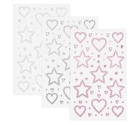 3 Sheets Face Gems Stickers, Self-Adhesive Gemstone Hearts, Stars, Pentagrams, Rhinestone Pearl Stickers, Face Sticker for Faces Eye Makeup Nail Body Crafts