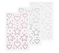 3 Sheets Face Rhinestone Stickers, Self-Adhesive Stars Heart Gem Stickers, Rhinestones Pearl Sticker for Faces Eye Makeup Nail Body Crafts