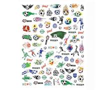 3 Sheets Football World Cup Soccer Nail Art Stickers, Soccer Ball Flags Trophy Team Emblems Nail Stickers for Sports Fans World Cup Party Nail Decorations(Football)