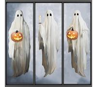 3 Sheets Halloween Window Stickers, Halloween Large Ghosts Window Clings, Large Double-Sided Reusable Stickers, Spooky PumpkinWindowStickers for HalloweenHome Holiday Party Store Glass Decoration