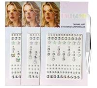 3 Sheets of Dreamy Holographic Face Gem Stickers with Tweezer - Self Adhesive Star, Butterfly, Pearl, Heart & Teardrop Jewels for Face, Hair, Nails, Makeup & DIY Decorations