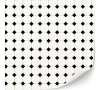 3 Sheets of Self-Adhesive Floor Tiles for Dollhouses 1:12th Scale (White with Black Diamonds)