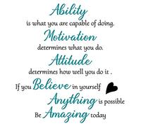 3 Sheets Vinyl Wall Quotes Stickers,Inspirational Saying Wall Decals Ability Motivation Attitude Quotes Stickers for Home Office School Classroom Teen Dorm Room Wall