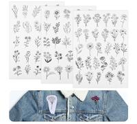 3 Sheets Water Soluble Embroidery Patterns, Floral Daisy Butterfly Iron On Embroidery Stencils, Wash Away Stick and Stitch Embroidery-Paper for Hand Sewing Lover