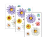 3 Sheets Wheelie Bin Stickers Flowers Self Adhesive Daisy Colorful Bin Stickers for Wheelie Bins Fridge Stickers Waterproof Vinyl House Decorative Sticker for Cars Door Bins Fridge Wall Decorations