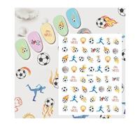 3 Sheets World Cup Soccer Nail Art Stickers, Waterproof Self-Adhesive Nail Decals with Soccer Ball Flag Trophy Patterns, Sports Theme Nail Decor for World Cup Party and Daily Manicure(Blue)