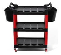 3 Shelf Detailing Tool Cart, Mobile Workbench for Mechanics, Utility Organizer Station for Garage and Car Detailing