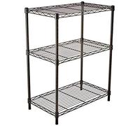 Amazon Basics 3-Shelf Narrow Storage Unit With Height Adjustable Shelves and Levelling Feet, 340 kgs Max Weight, Black, 34 cm D x 58.9 cm W x 76.2 cm H