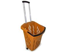 3 Shopping Trolleys 40 Litres Shopping Basket with Wheels orange