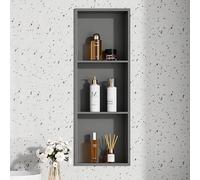 3 Shower Niches Wall Insert, Grey Shower Niche Stainless Steel, Embedded Shower Niche Stainless Steel,Single Shelf Shower Storage for Bathroom Shampoo Soap Toiletries Recess 12“ x 12” x 3Case