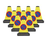 3-Sided No Waiting Bollard | 500mm High Traffic Cone, Recycled PVC, Stackable Design - High Visibility Safety Marker for Events, Roads & Sites (10)
