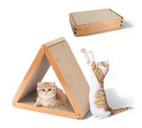 3-Sided Vertical Foldable Cat Scratching Post - Triangle Cat Scratcher Board, Multiple Angle Scratch Pad with 6 Usable Sides, Recyclable Cardboard for Indoor Cats