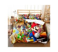 (3, Single-135x200cm) Super Mario Bedding Kids Single Double 3D Duvet Cover Set