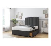 (3' Single, Graphite) Comfort Denver Dumfries Divan Bed Base 2 Drawers Same Side 26" Strutted Headboard