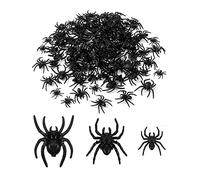3 Size Mardi Gras Black Plastic Spiders Realistic Toys Fake Spiders for Carnival Party Prank Props Home Indoor and Outdoor Decorations (120 Pieces)