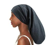 3 Size Satin Lined Sleep Caps for Braids,Dreadlocks Natural Curly Hair Adjustable - grey - L