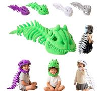 3 Sizes Dinosaur Skeleton Costume Outfit, My Cozy Dino Silly Dino Plush Skeleton, Scary Mask Dinosaur Plush Costume for Kids Adults, Halloween Cosplay Prop Gifts (Green, 90cm/3ft)