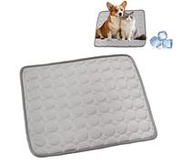 3 Sizes Dog Cooling Mats, 62/70/100cm Cooling Mat for Dogs, Pet Cool Mat, Coolings Mat for Dogs Cat, Ice Blanket Mat Keep Dog Cat Cool In Hot Summer, for Indoor Outdoor Car Home (grey L 70 * 55cm)