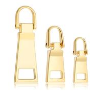 3 Sizes Gold Zipper Pull Replacement Metal Backpack Zipper Mend Fixer Repair Fasteners Luggage Zippers Pull Extension for Coats Jackets Handbags Pants Sewing Notions and Supplies Charms