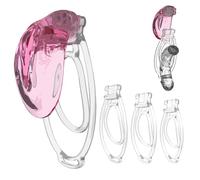 3 Sizes Male Flat Chastity Clips with 1 Simulated Silicone Cover, Interesting Chastity Device Accessories for Men Cross-Dressing -UKGA30Z (Pink-Transparent, A:Same &Cheaper)