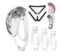 3 Sizes Male Penis Clips with 1 Simulated Soft Silicone Cover and Chastity Belt, Cock Device for Men Cross-Dressing -UKHA40 (Transparent)