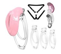 3 Sizes Male Penis Clips with 1 Simulated Soft Silicone Cover and Chastity Belt, Cock Device for Men Cross-Dressing -UKHA40 (Pink)