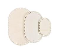 3 Sizes Natural Wooden Basket Bottom, Oval Blank Crochet Wood Base With Hole for DIY Christmas Handbag Weaving Supplies, Craft Making, Home Decoration