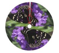 3 Sizes Of Thickened Flower Butterfly Print Christmas Tree Skirts,Suitable For Christmas Tree Holiday Party Decoration.