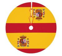 3 Sizes Of Thickened Spanish Flag Print Christmas Tree Skirts,Suitable For Christmas Tree Holiday Party Decoration.