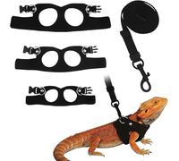 3 Sizes Set of Lead and Harness for Black Bearded Dragons, Adjustable for Bearded Dragons with Lizard Pull Rope for Reptiles, Lizard Leash/Squirrel Harness/Pull Rope for Small Rabbits (S, M, L)
