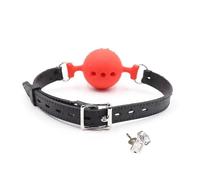 3 Sizes Soft Safety Silicone Mouth Gag BDSM Bondage Slave Ball with Lock Erotic Sex Toys for Woman Couples Adult Sex Games Black Red M
