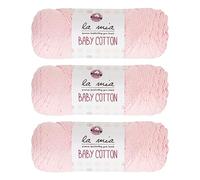 3 Skein La Mia Baby 50% Cotton Total 10.5 Oz Each 3.5 oz (100 g) / 218yd (200m), Medium, Worsted, Super Soft Yarn, Best For Baby and Amigurumi, Pink - L040