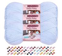 3 Skeins of Makromecity Softee Baby Yarn,%100 Premium Anti-Pilling Acrylic, 3.5 Oz, 273 yd (100gr/250 mt) Each, Soft Yarn for Crocheting and Knitting (Baby Blue, 3 Skeins)