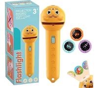 3 Slide Films Projection Torch Light Toy, Torch Projector Flashlight for Kids,Educational Picture Learning Light Visual Toy Creative Story Beam Fun for Children Entertainment Gift (Yellow)