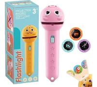 3 Slide Films Projection Torch Light Toy, Torch Projector Flashlight for Kids,Educational Picture Learning Light Visual Toy Creative Story Beam Fun for Children Entertainment Gift (Pink)