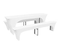vidaXL 3x Slipcovers for Beer Table and Benches Stretch White 220x70x80cm Cover