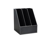 3 Slot Vertical Style,Leather Magazine Holder Office Desk Organizer File Document Tray Box(Black)