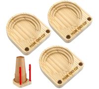 3-Slot Wooden Cup Stand for Coffee, Marker Slot, Rustic Style
