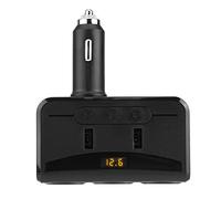 3 Sockets DC 12V/24V Cigarette Lighter Splitter, 3.1ADual USB Car Adapter Voltmeter