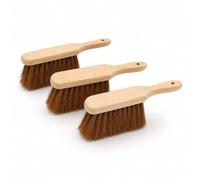 3 Soft Wooden Hand Brush - Coco Fibre Banister Brush - Everyday Domestic Cleaning Dusting Sweeping Brush - Soft Coco Bristle Hand Broom 255mm