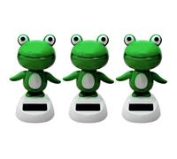 3 Solar Dancing Frog Toy | Cute Green Frog Shaking Head Figure Toys | Solar Bobblehead Toy | Solar Powered Dancing Animal Dolls | Swinging Animated Bobble Dancer | Frog Car Dashboard Decorations