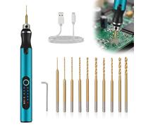 3-Speed Electric Mini Drill Pen Rechargeable DIY Electrical Hand with 10 Small Drill Bits Electric Engraving Tool Kit for Wood Resin Keychain Pendant Earring Jewelry Making Stone Plastic